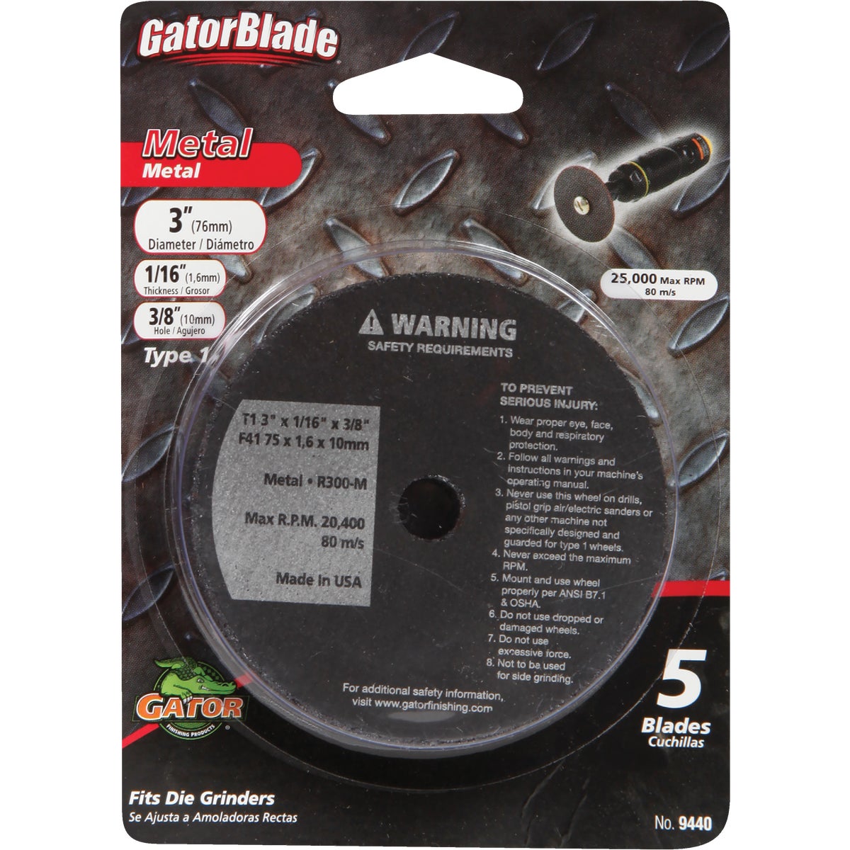 3X1/16X3/8 METAL WHEEL - 9440 by Ali Industries Inc