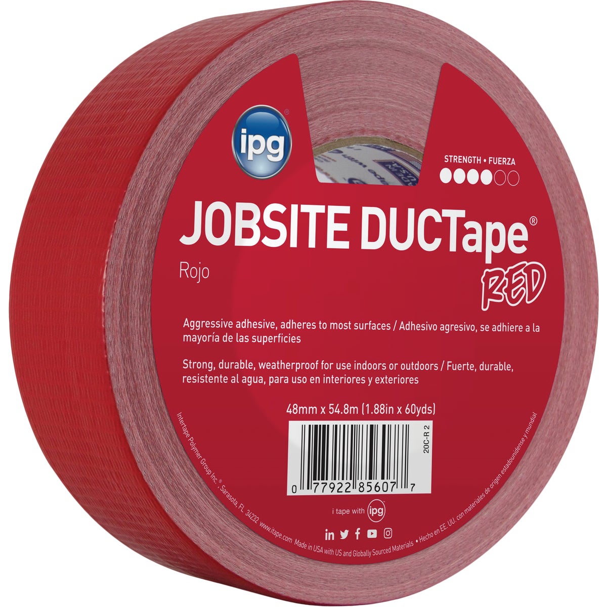 1.87"X60YD RED DUCT TAPE - 20C-R2 by Intertape Polymer