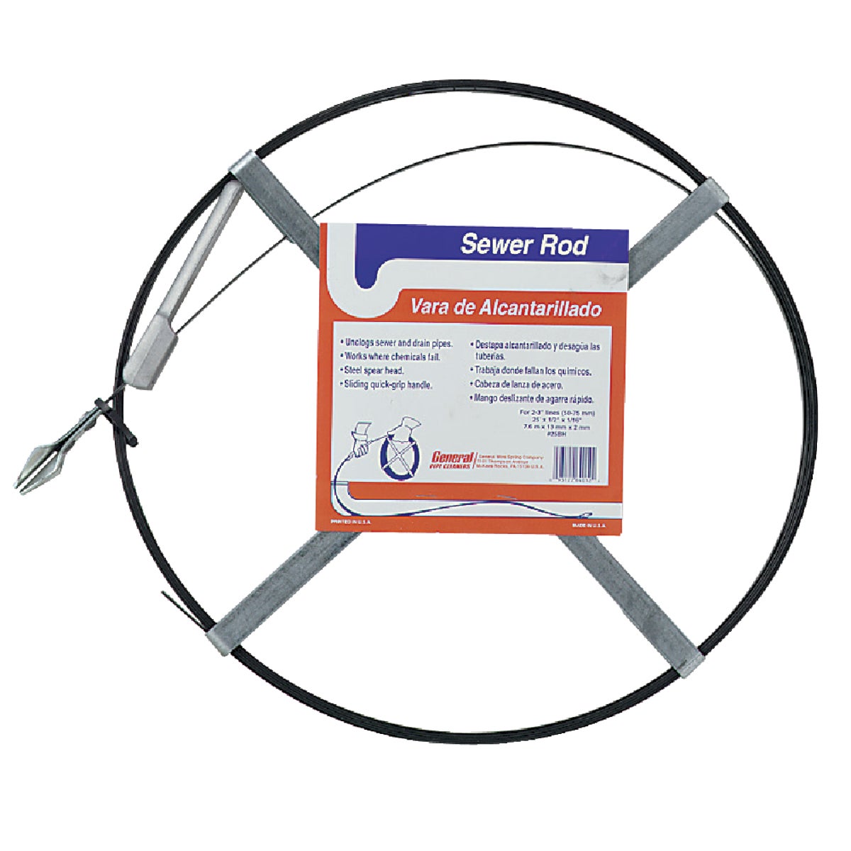 1/2"X25' SEWER ROD - 25BH by Gen Wire Spring Co