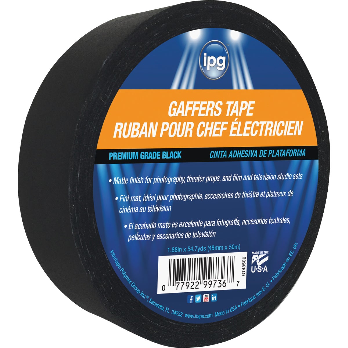 1.87"X60YD BLK GFFR TAPE - 5638 by Intertape Polymer
