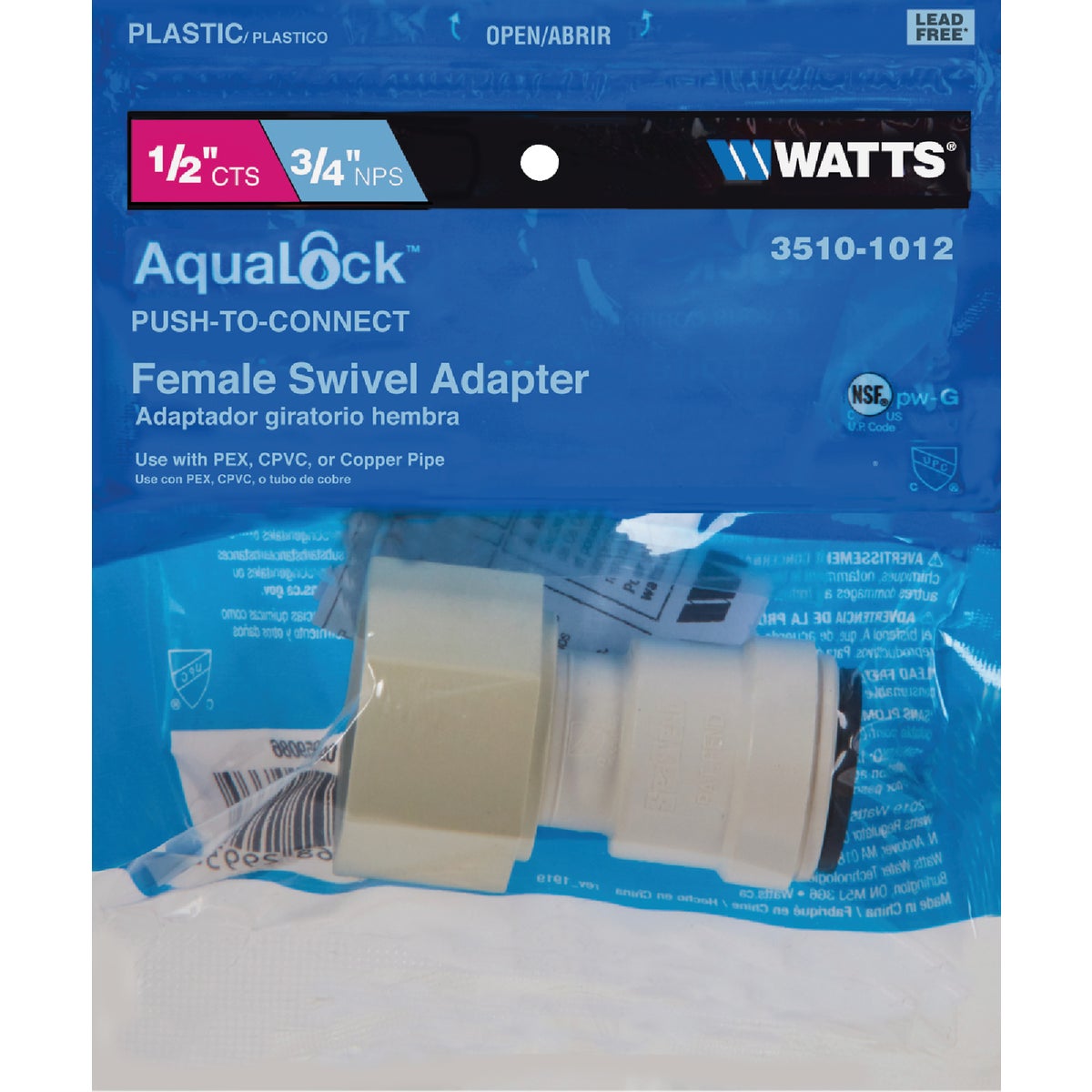 1/2CTSX3/4FPT ADAPTER - P-617 by Watts Pex