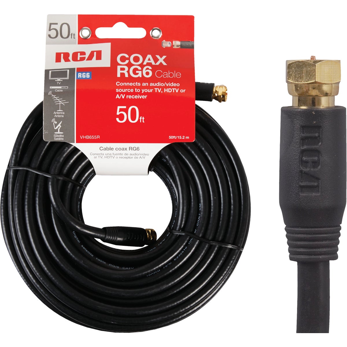 50' BLK COAX CABLE - VHB655RV by Audiovox Accessories
