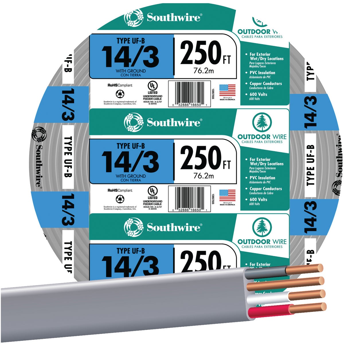 250' 14-3 UFW/G WIRE - 13057555 by Southwire Company