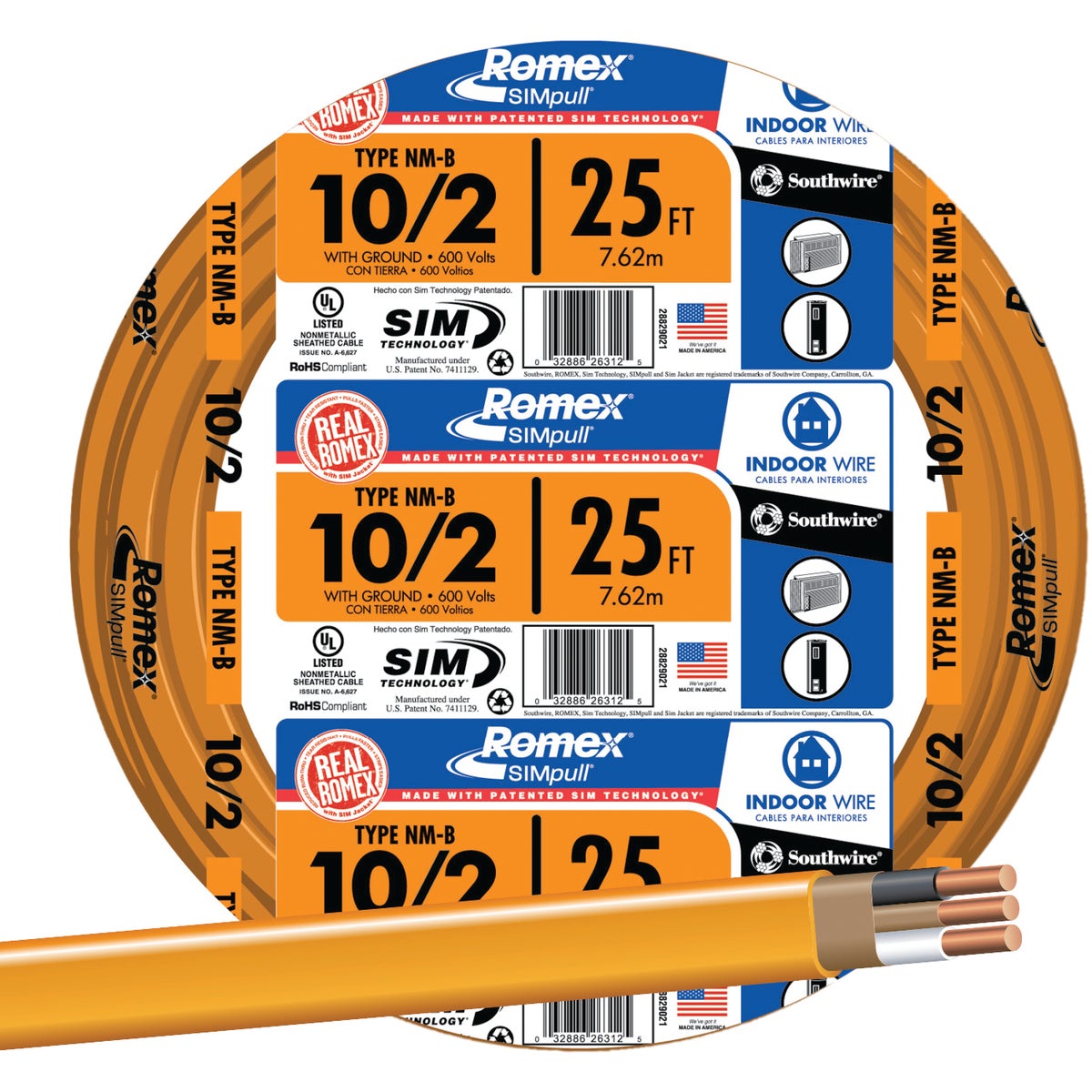 25' 10-2 NMW/G WIRE - 28829021 by Southwire Company
