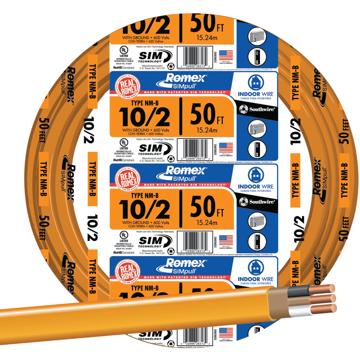 50' 10-2 NMW/G WIRE - 28829022 by Southwire Company