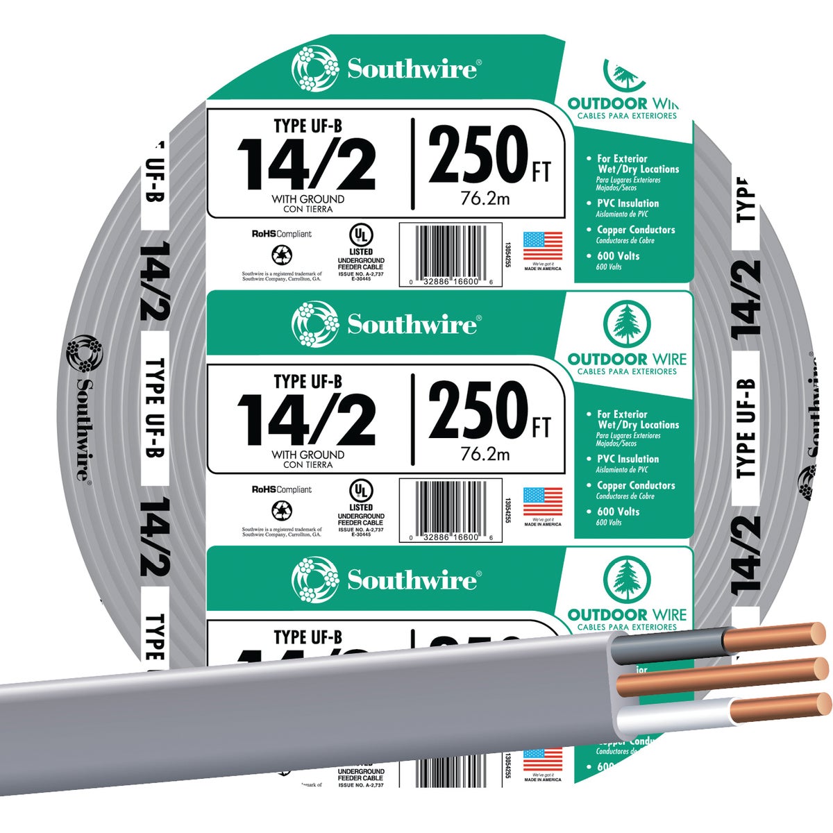 250' 14-2 UFW/G WIRE - 13054255 by Southwire Company