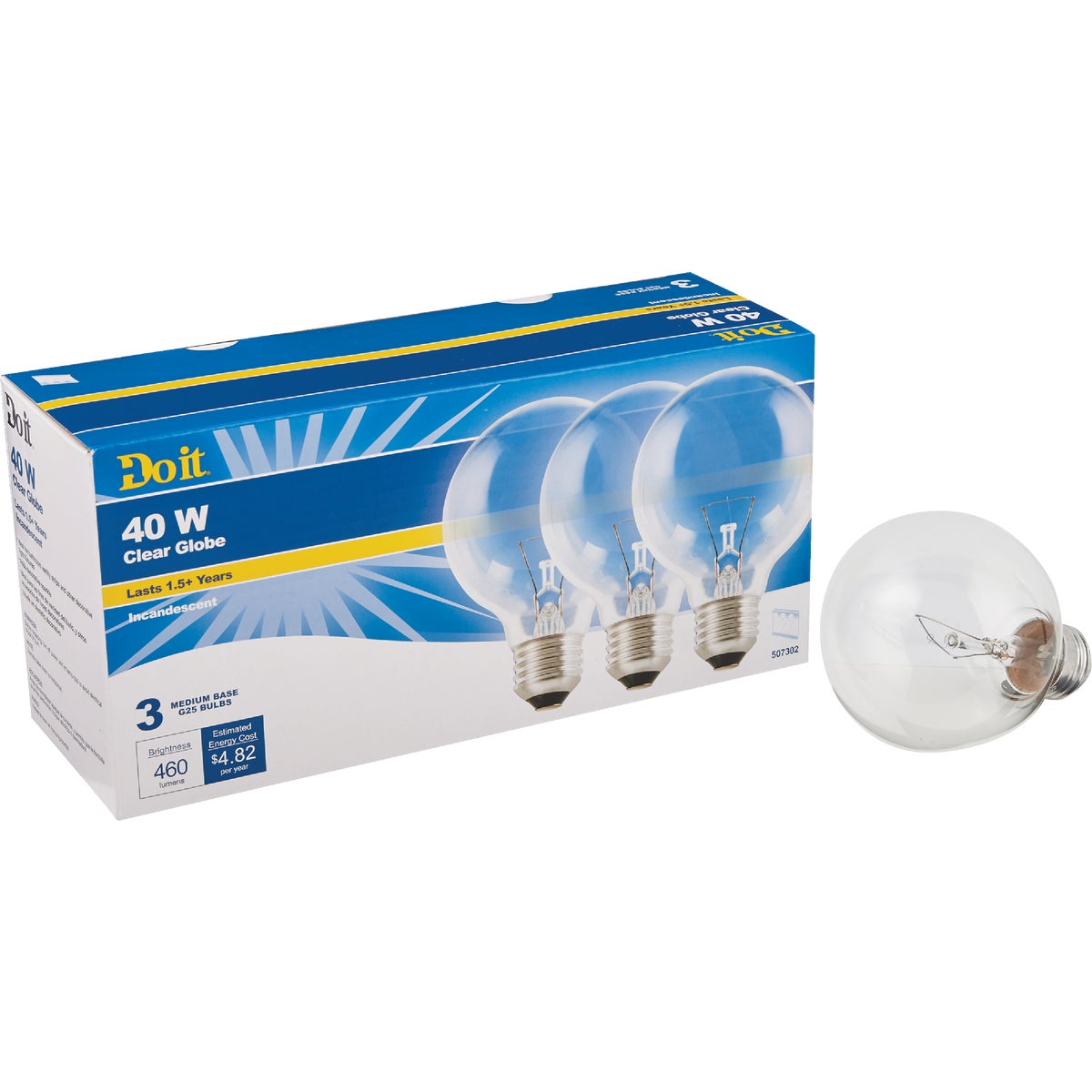 3PK 40W GLOBE BULB - 81611 40G25/C/3PK/DIB by G E Private Label