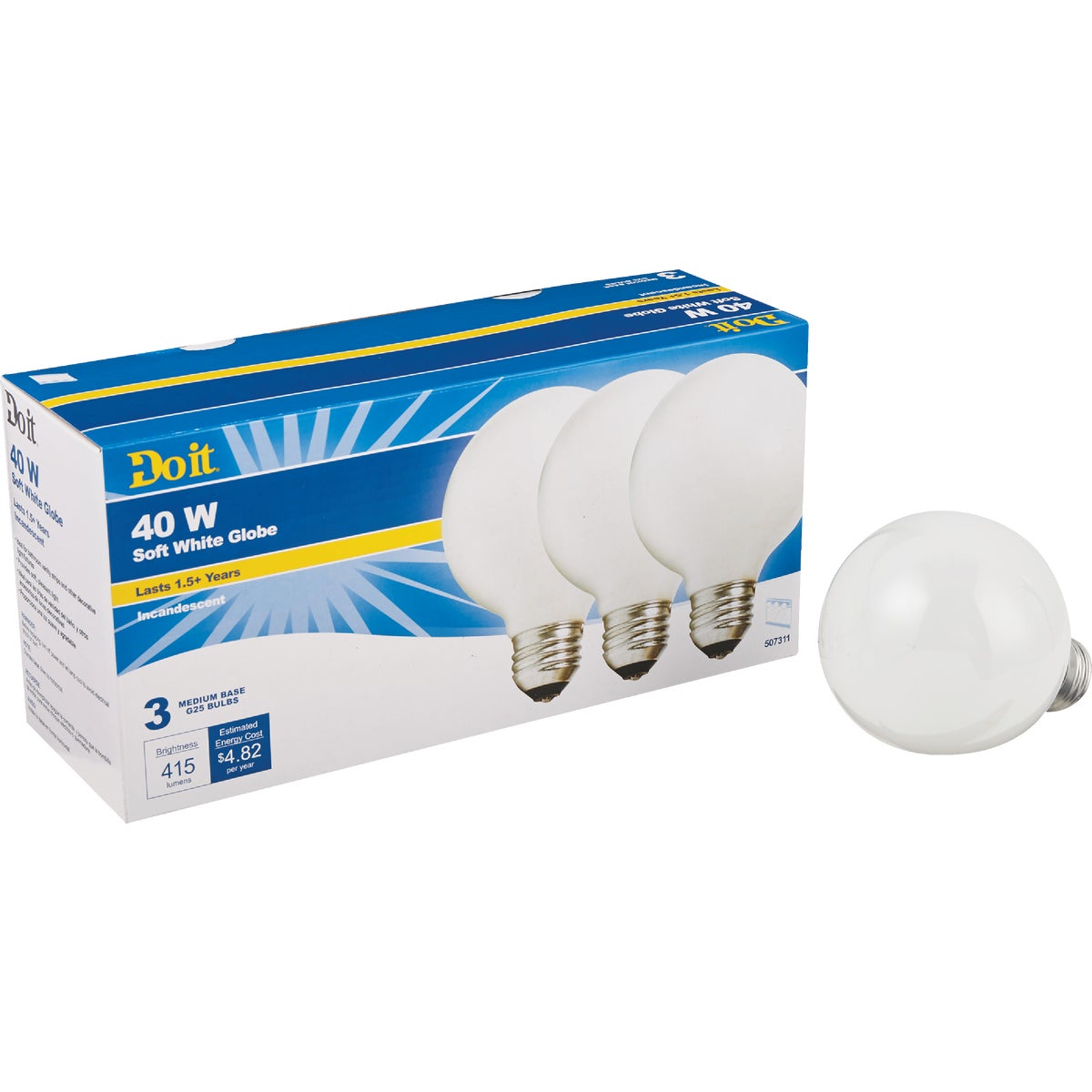 3PK 40W GLOBE BULB - 81612 40G25/W/3PK/DIB by G E Private Label