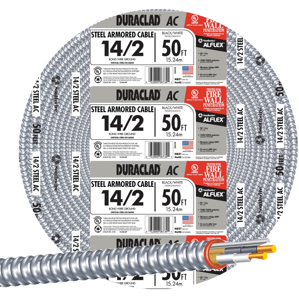 50' 14/2 STL ARMOR CABLE - 55278322 by Southwire Company
