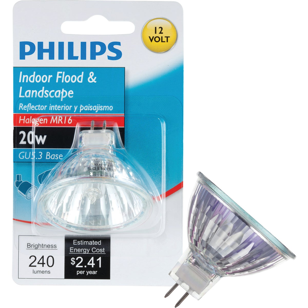 20W MR16 FLOOD BULB - 21455 FAM6/Q20MR16/FL/CD by G E Lighting