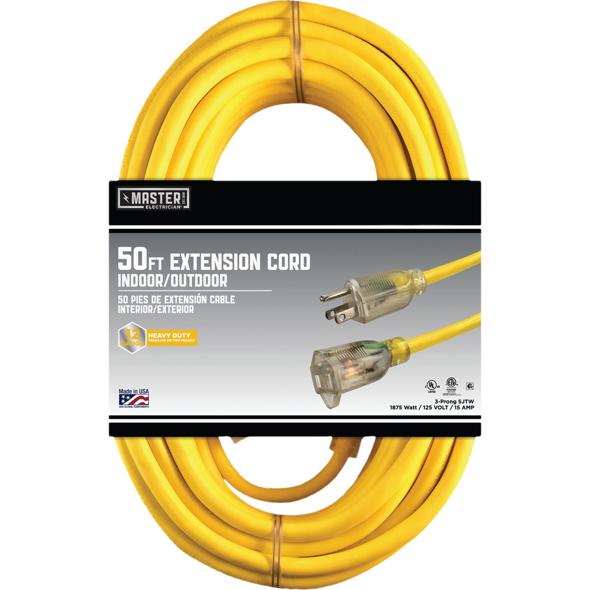 50' 12/3 LIGHTED CORD - 553055 by Coleman Cable Hwg