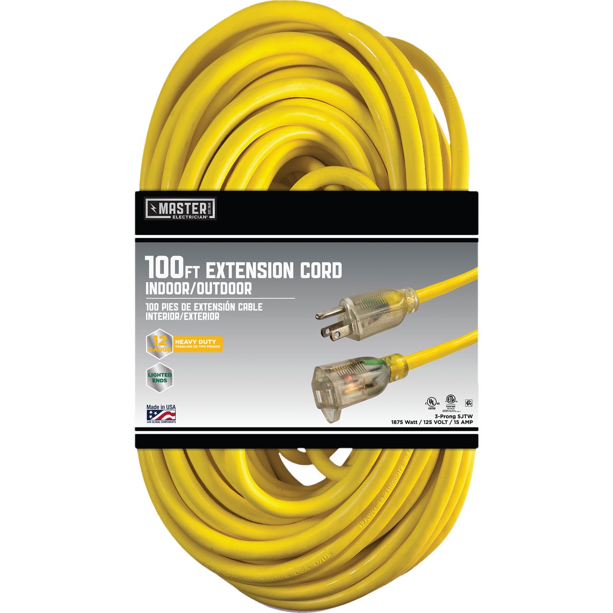 100' 12/3 LIGHTED CORD - 553056 by Coleman Cable Hwg