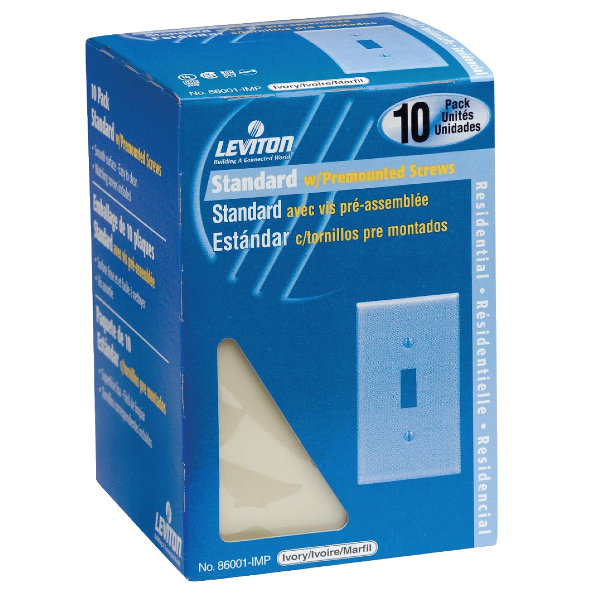 10PK IV 1TGL SWITCHPLATE - M25-86001-IMP by Leviton Mfg Co