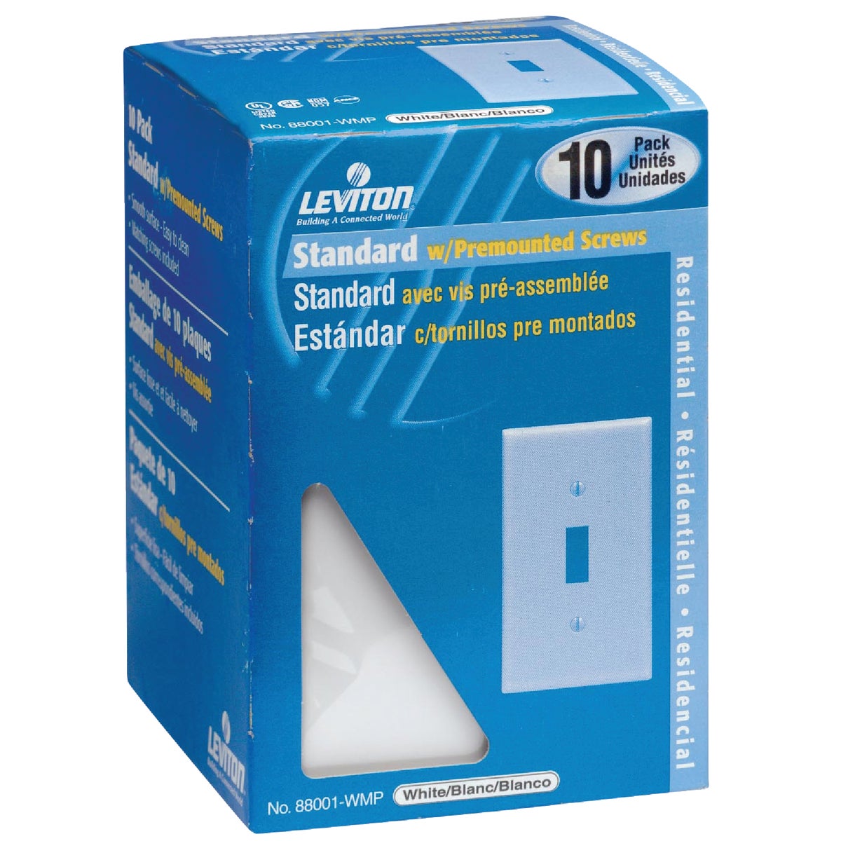 10PK WH 1-TOG PLATE - M24-88001-WMP by Leviton Mfg Co