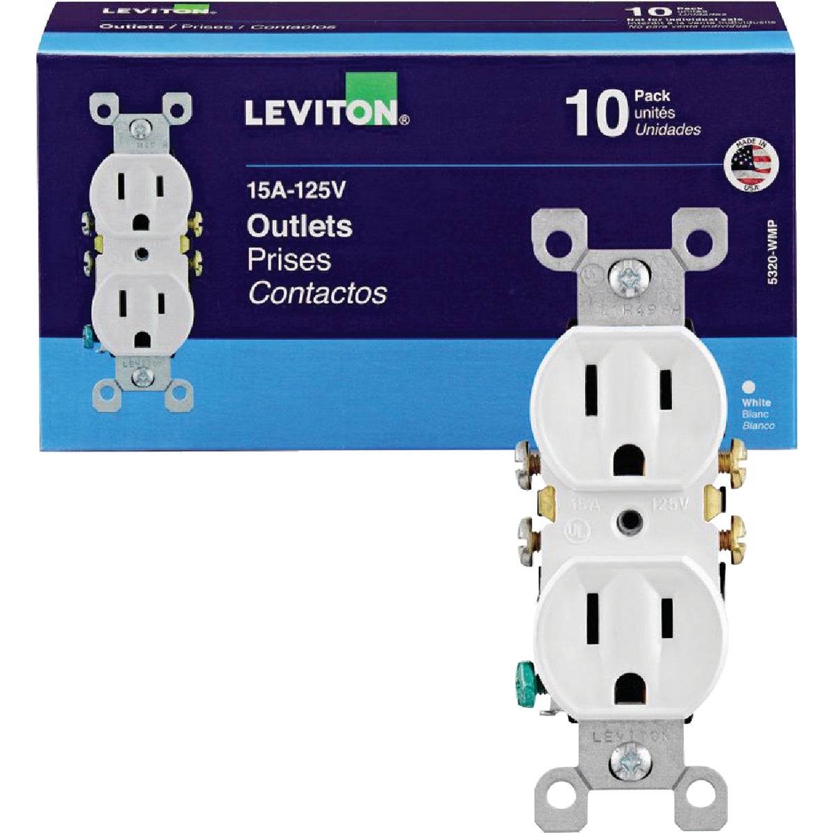 10PK WHT DPLX RECEPTACLE - M24-05320-WMP by Leviton Mfg Co