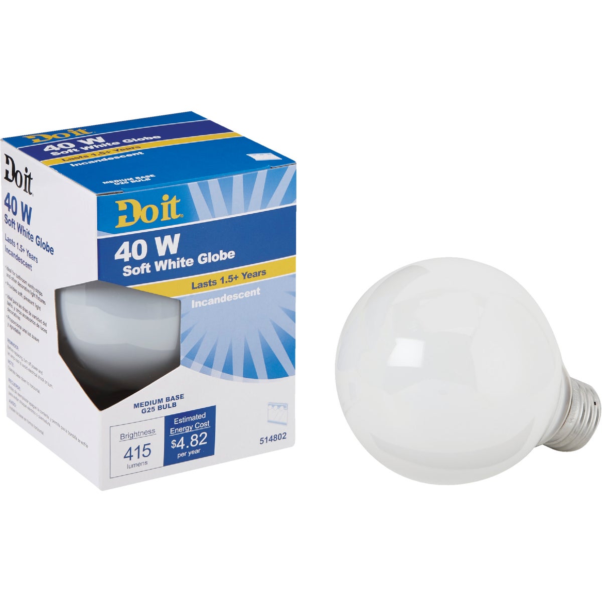 40W WHT 3-1/8GLOBE BULB - 17865 40G25/W-DIB by G E Private Label