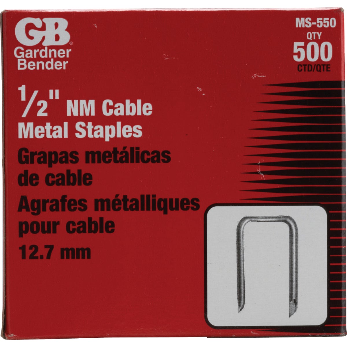 500PK 1/2" METAL STAPLE - MS-550 by G B Electrical Inc