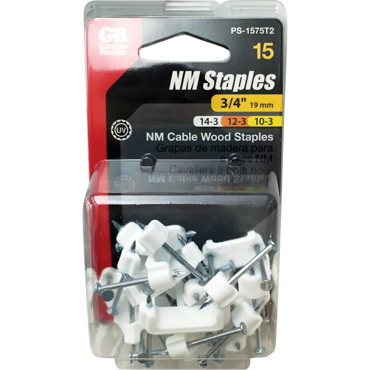 3/4" 15PK PLASTIC STAPLE - PS-1575T2 by G B Electrical Inc