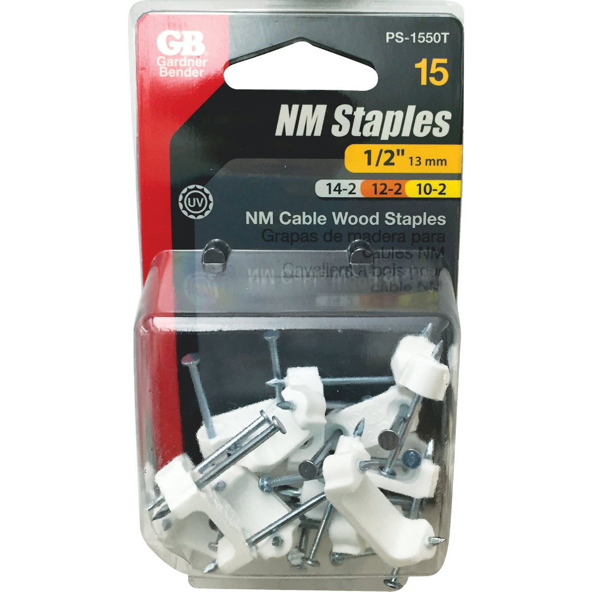 1/2" 15PK PLASTIC STAPLE - PS-1550T by G B Electrical Inc