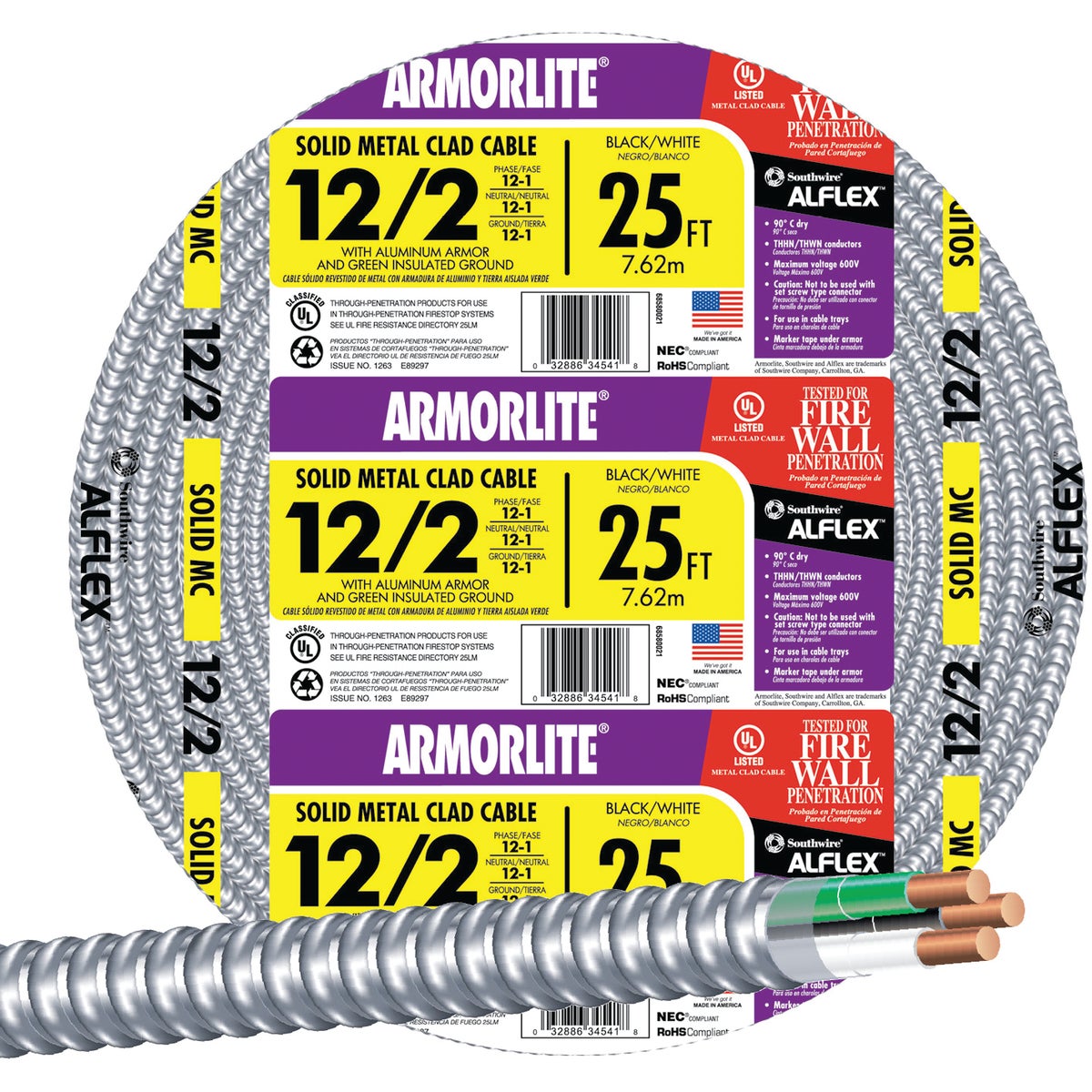 25' 12/2 MC ALUM CABLE - 68580021 by Southwire Company