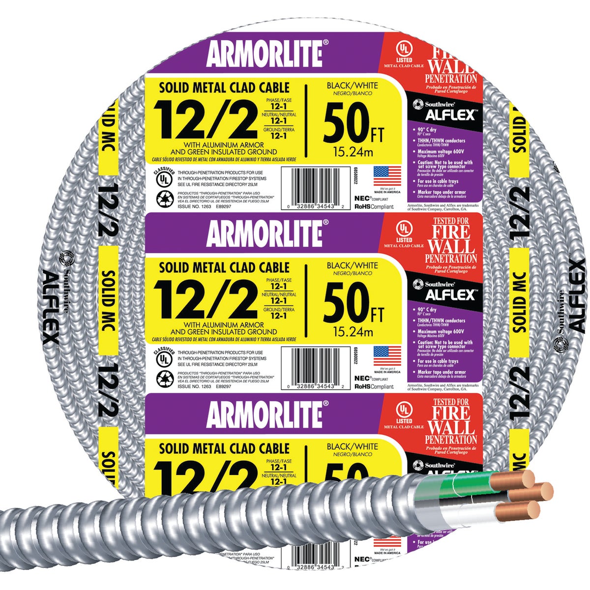50' 12/2 MC ALUM CABLE - 68580022 by Southwire Company