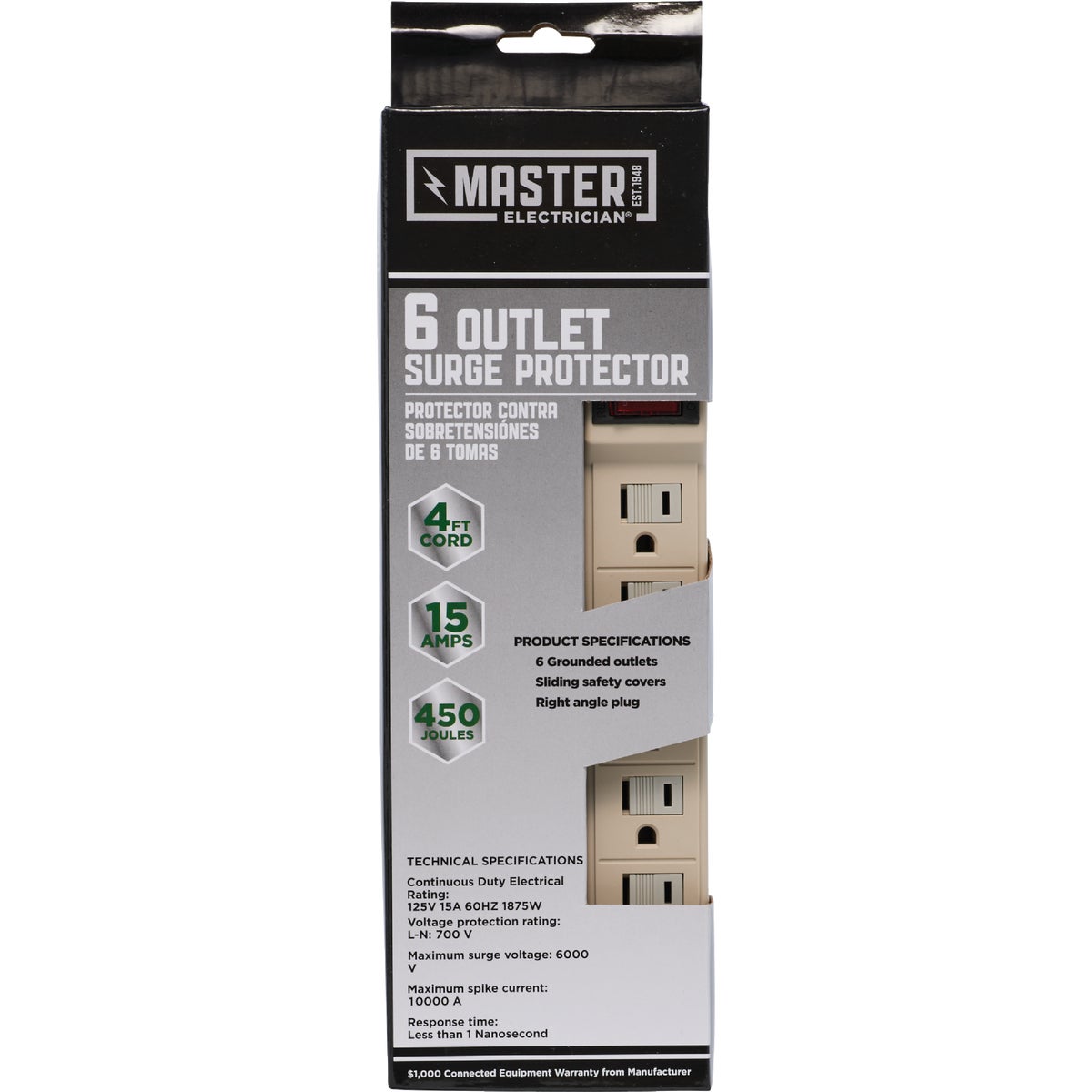 6-OUTLET SURGE STRIP - 522163 by Coleman Cable Import