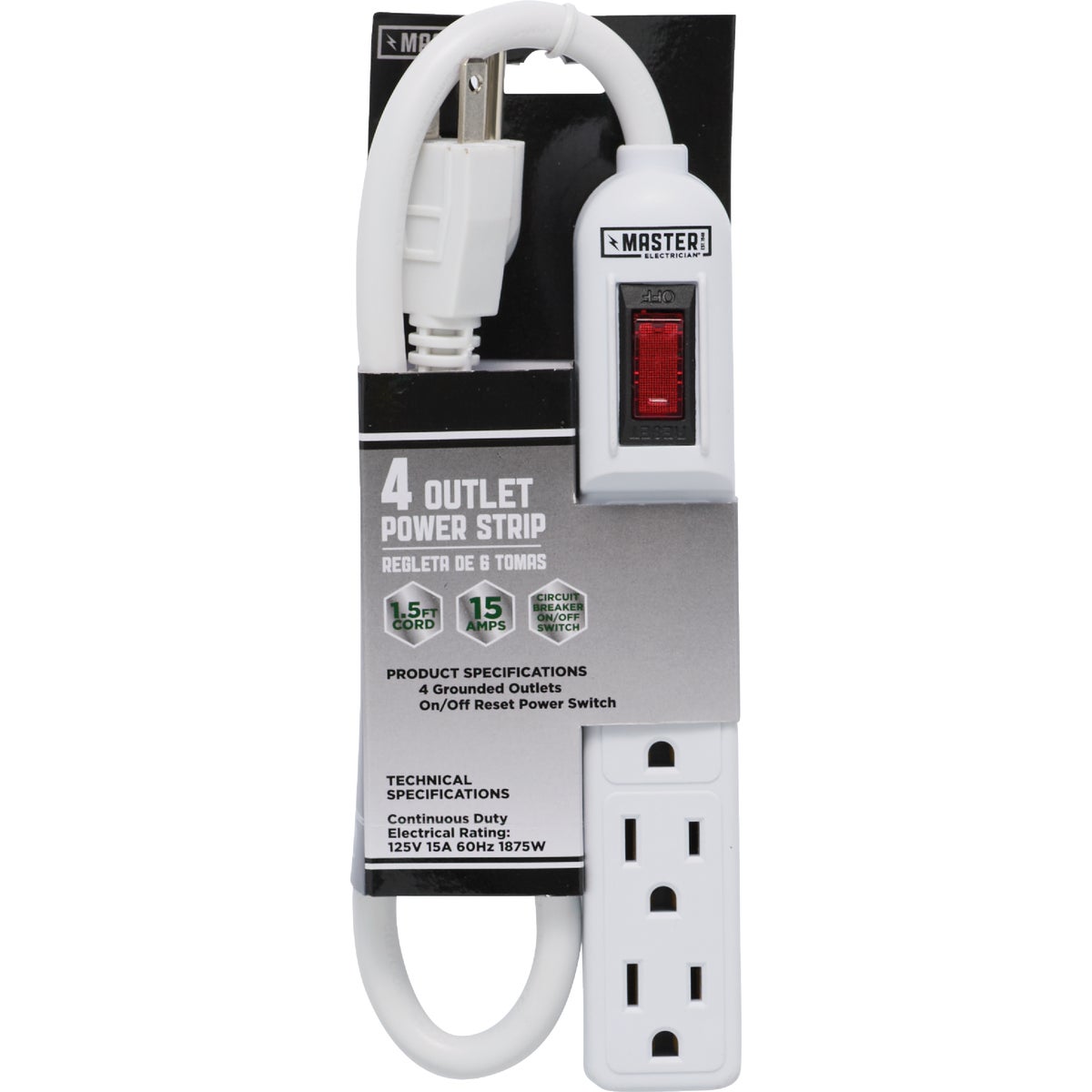 4-OUTLET POWER STRIP - 523160 by Coleman Cable Import