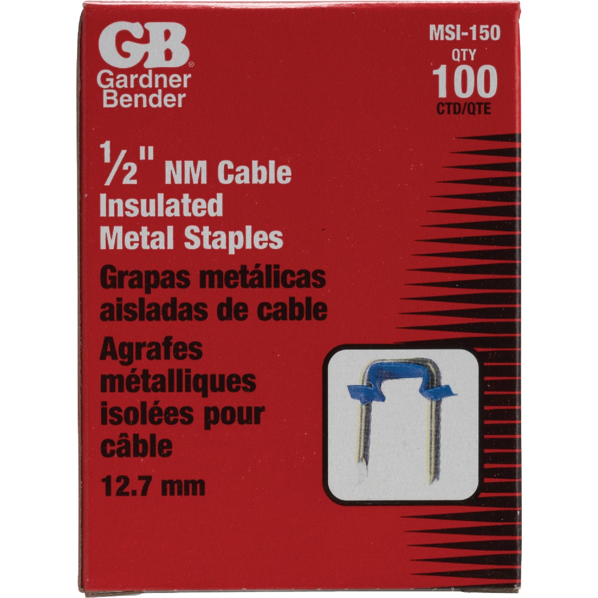 100PK 1/2" INSUL STAPLE - MSI-150 by G B Electrical Inc