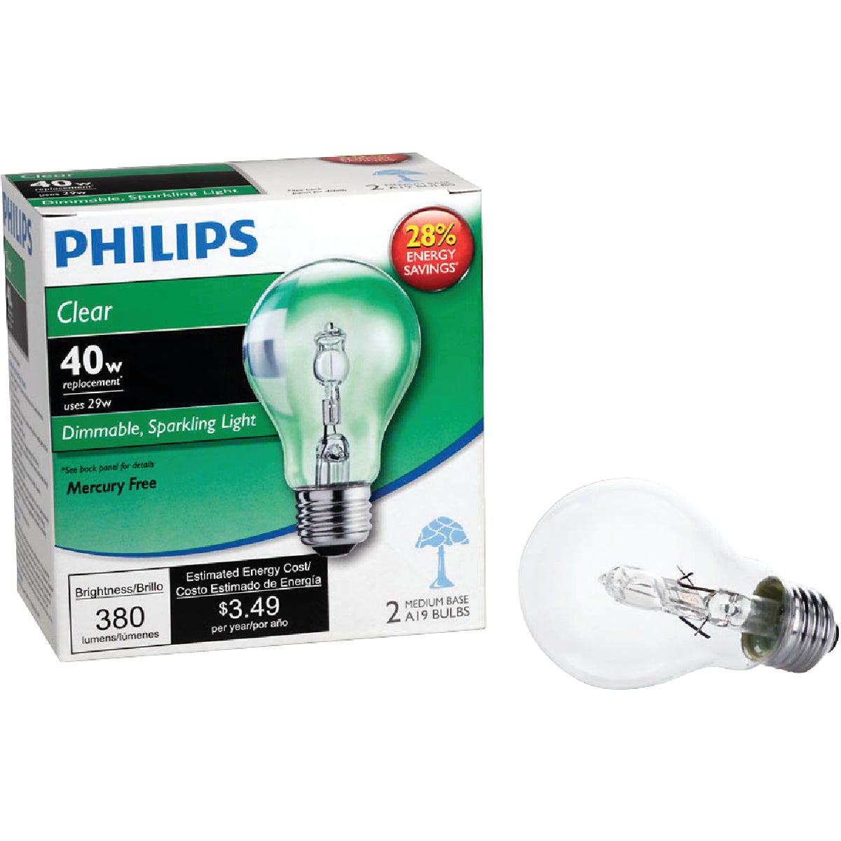 GE Lighting 29W CLR A19 HALOGEN BULB 78795 29A/CLH-2PK