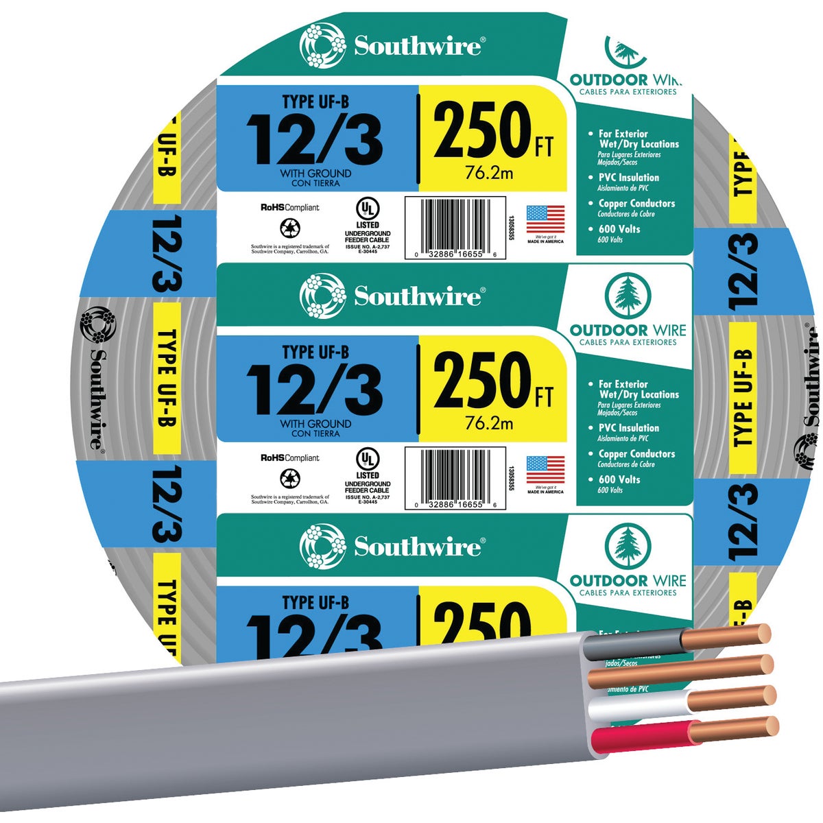 250' 12-3 UFW/G WIRE - 13058355 by Southwire Company