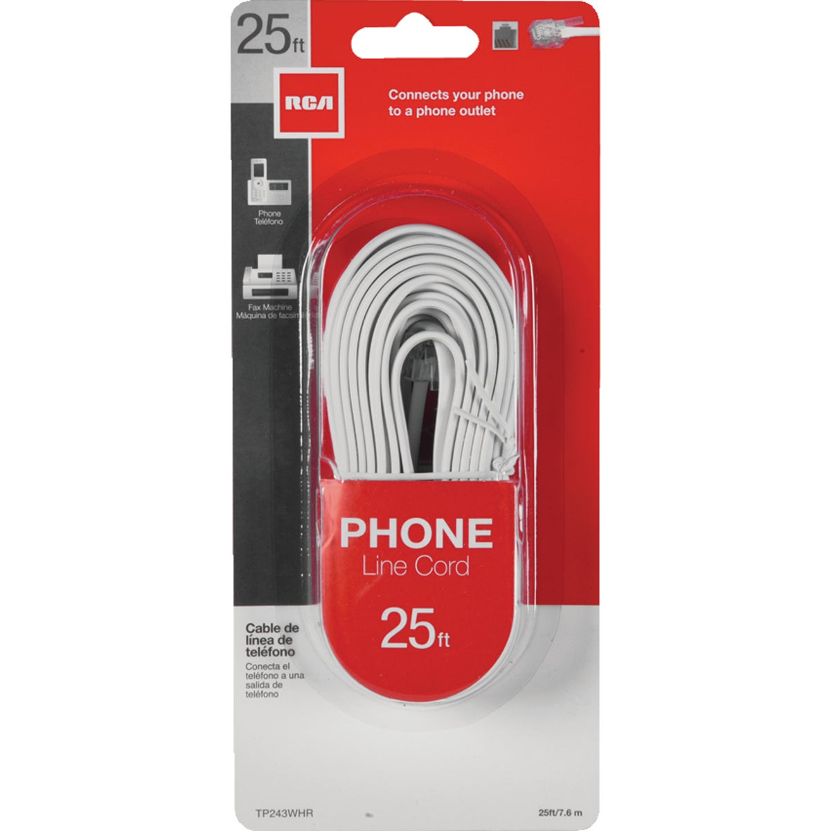 25' WHT PHONE CORD - TP243WHRV by Audiovox Accessories
