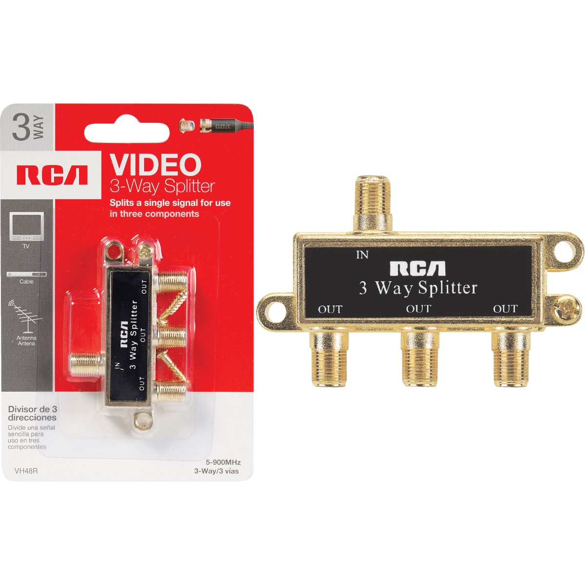 3-WAY COAX SPLITTER - VH48RV by Audiovox Accessories