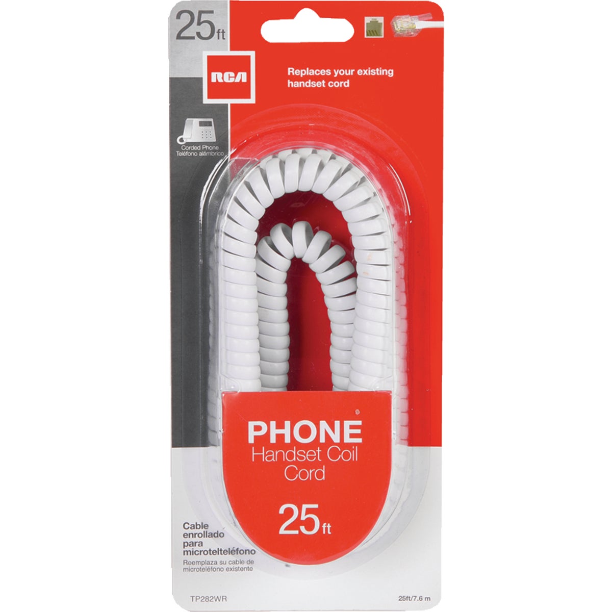 25' WHT PHONE CORD - TP282WRV by Audiovox Accessories