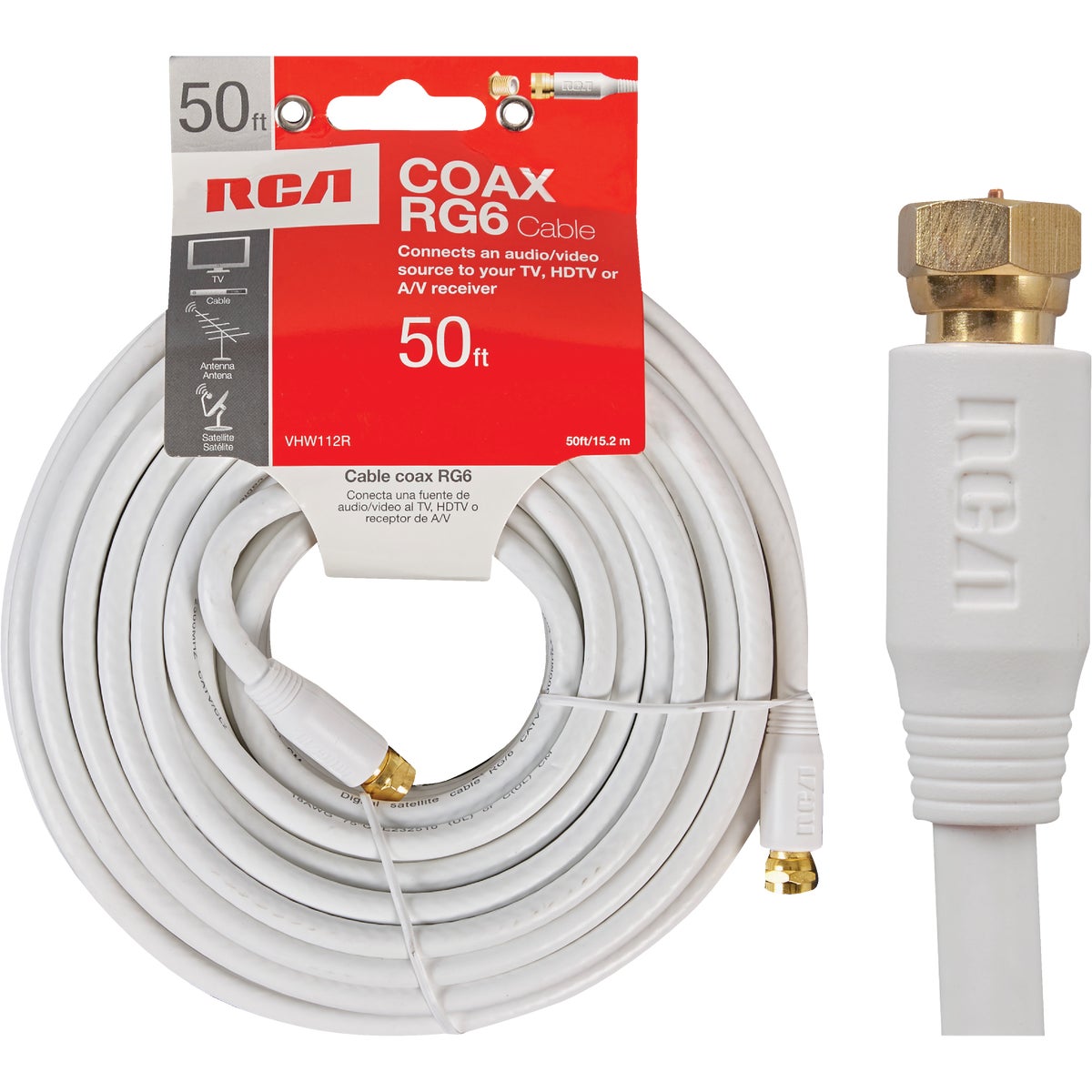 50' WHT COAX CABLE - VHW112RV by Audiovox Accessories