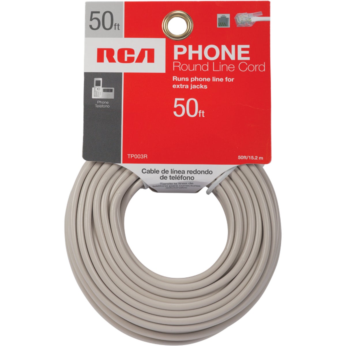 50' WHT PHONE WIRE - TP003RV by Audiovox Accessories