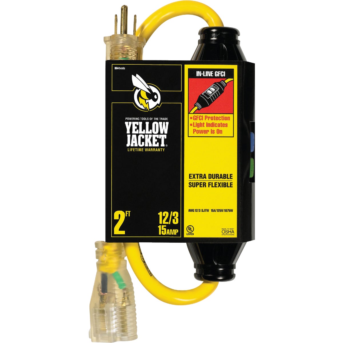 6' 14/3 YELLOW GFI CORD - 2879 by Woods Wire Coleman