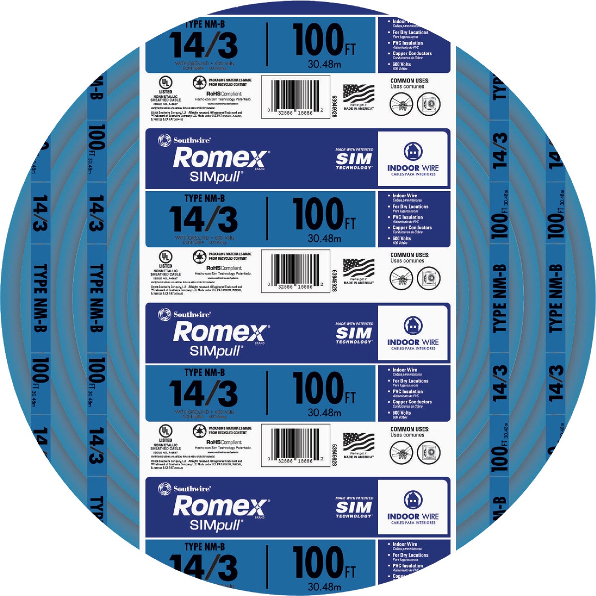 100' 14-3 NMW/G WIRE - 63946823 by Southwire Company