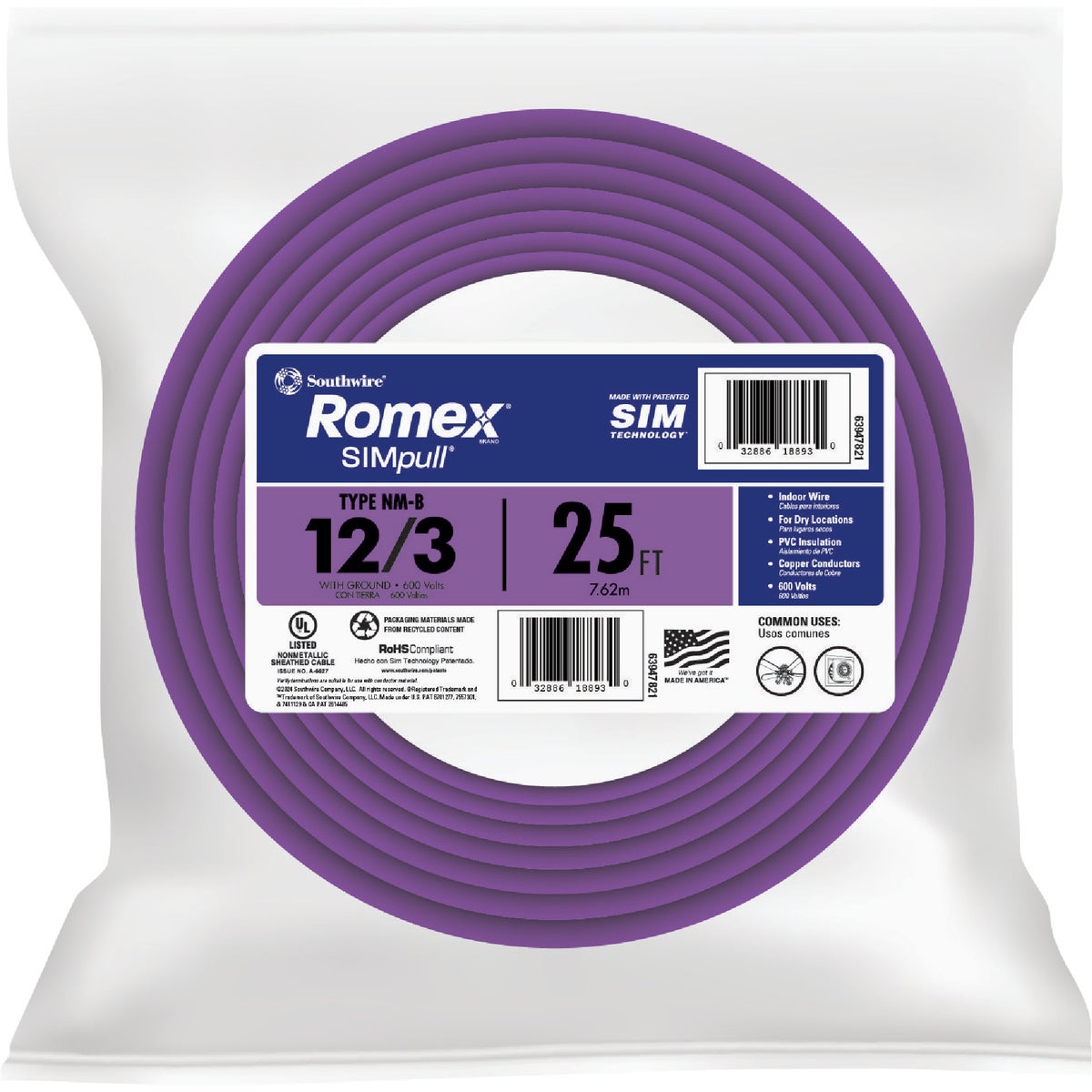 25' 12-3 NMW/G WIRE - 63947621 by Southwire Company