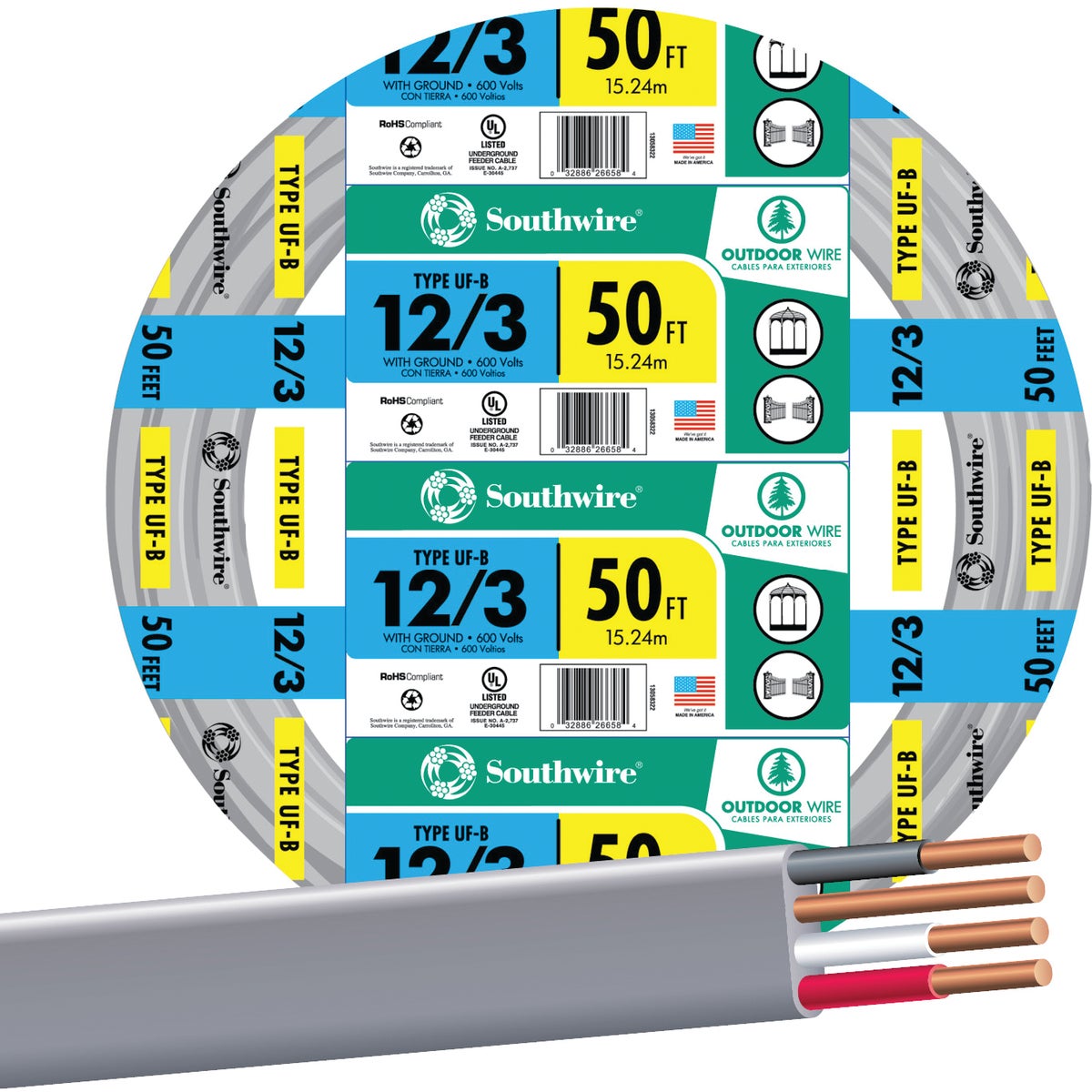 50' 12-3 UFW/G WIRE - 13058322 by Southwire Company