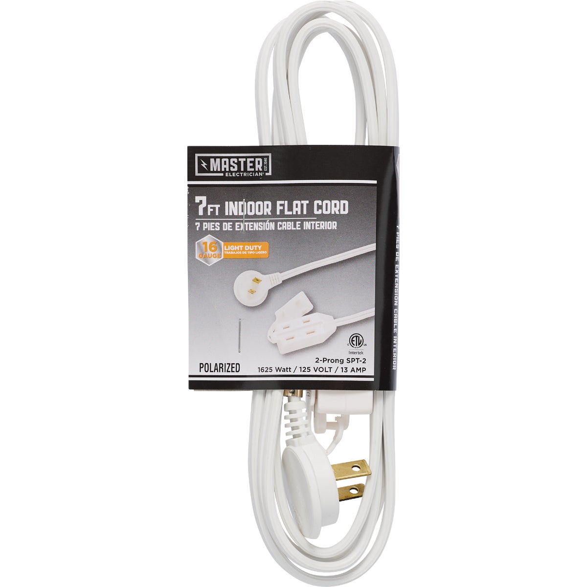 7' 16/2 WHITE FLAT CORD - 552236 by Coleman Cable Import