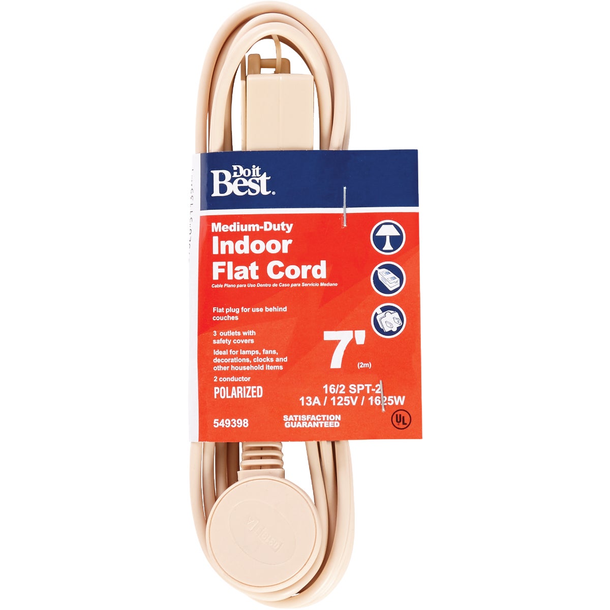 7' 16/2 TAN FLAT CORD - 552239 by Coleman Cable Import
