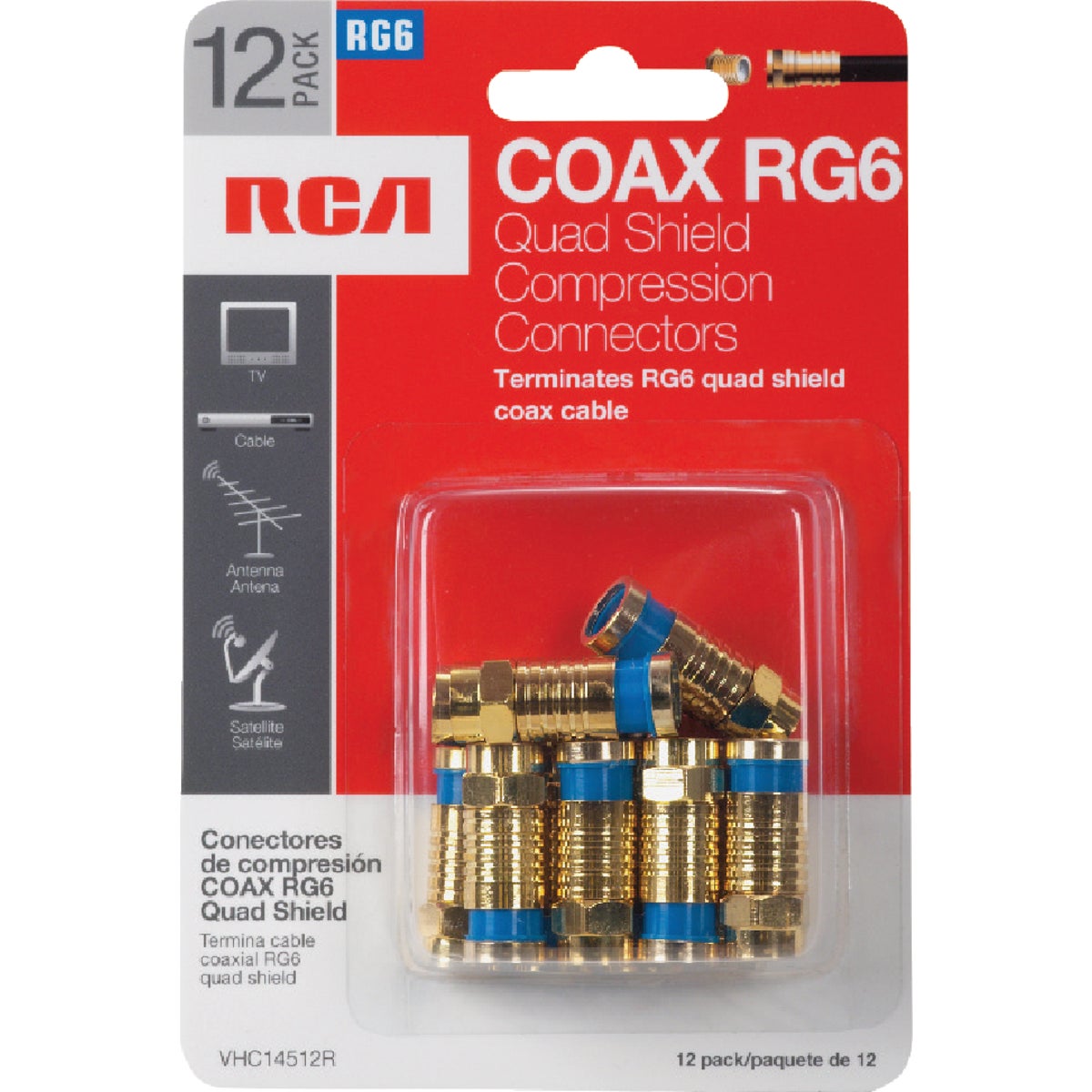 12PK COMPRESON CONNECTOR - VHC14512R by Audiovox Accessories