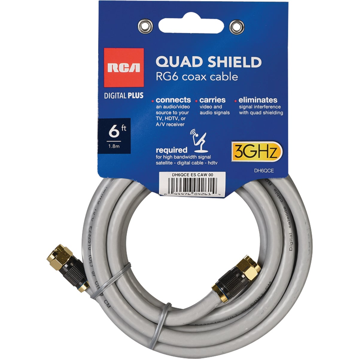 6' QUAD SHIELD CABLE - DH6QCRV by Audiovox Accessories