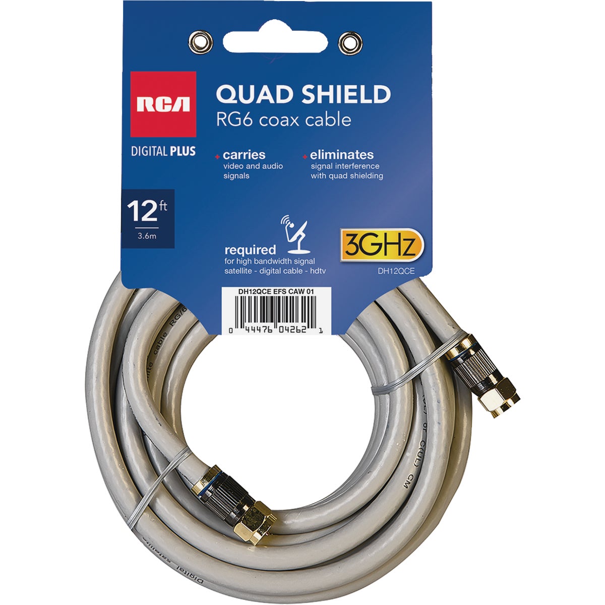 12' QUAD SHIELD CABLE - DH12QCR by Audiovox Accessories