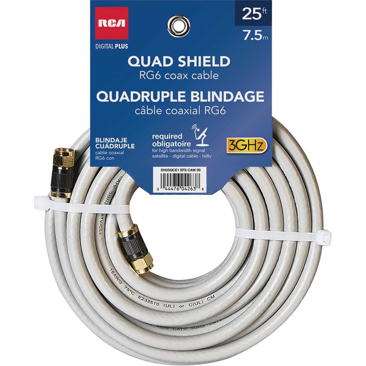 25' QUAD SHIELD CABLE - DH25QCRV by Audiovox Accessories