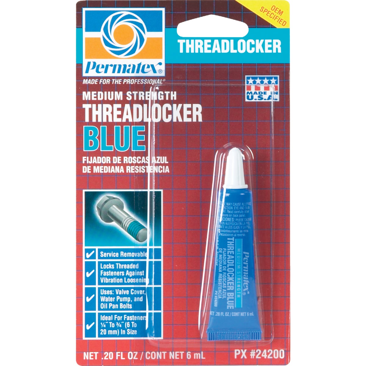 6ML MED BLU THREADLOCKER - 21601 by Permatex Inc