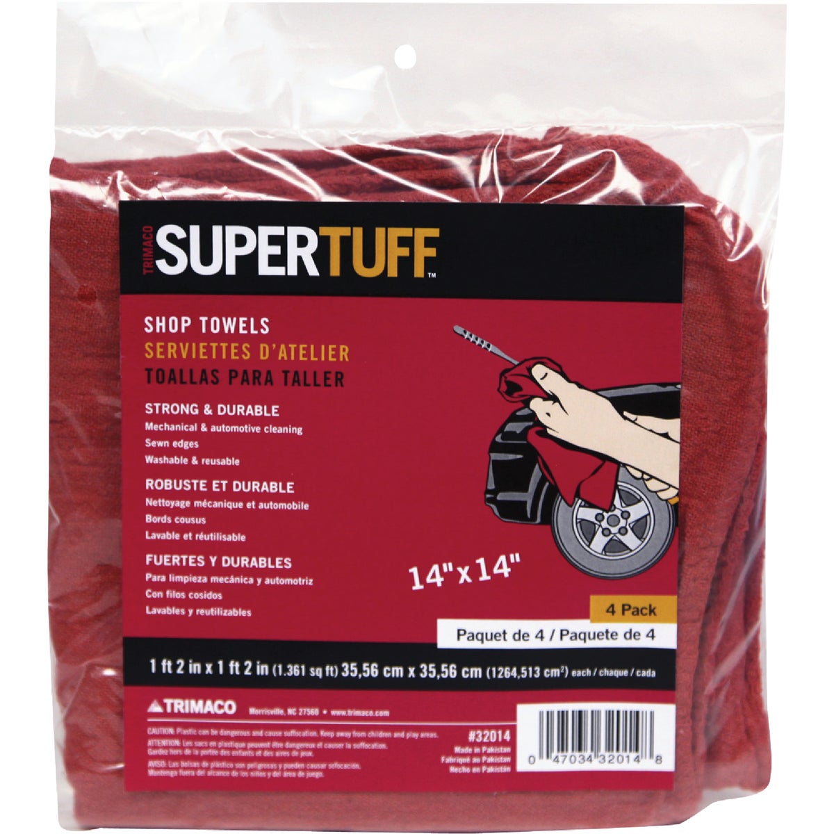 4PK RED SHOP TOWEL - 582033 by Intex Supply