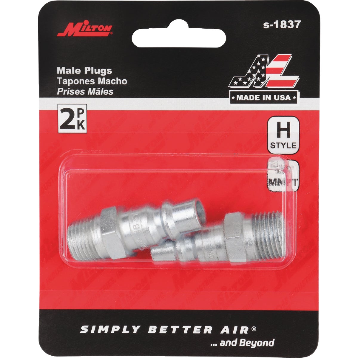 3/8 MALE H STYLE PLUG - S-1837 by Milton Ind/ Incom