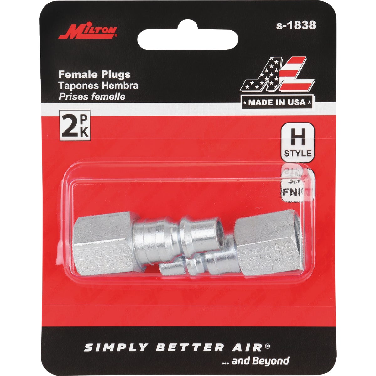 3/8" NPT FEMALE PLUG - S1838 by Milton Ind/ Incom