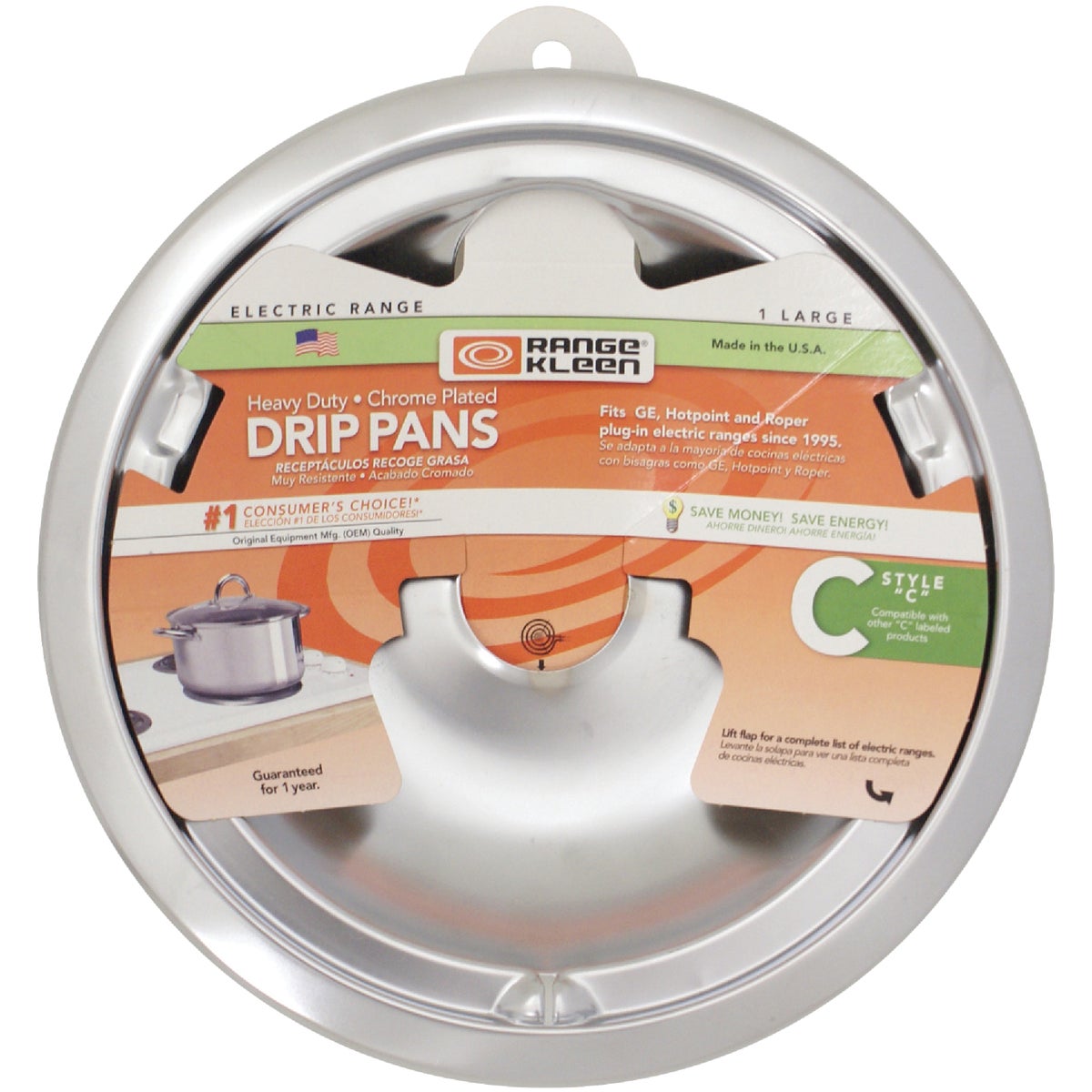 8" CHRM C STYLE DRIP PAN - 180A by Range Kleen Mfg Inc